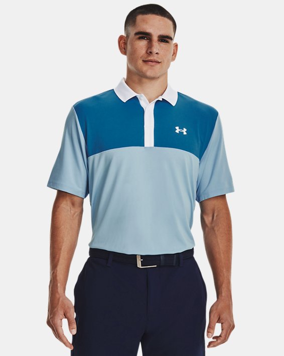 เสื้อโปโล UA Performance 3.0 Colorblock สำหรับผู้ชาย in Blue image number 0